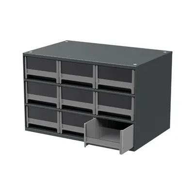 19-Series Steel Cabinet 9 Drawers 19909GREY, 11"x17"x11"