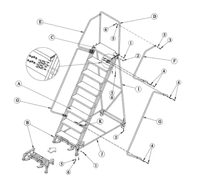 Ballymore 083214 M-2000 rolling ladder shown from an alternate angle