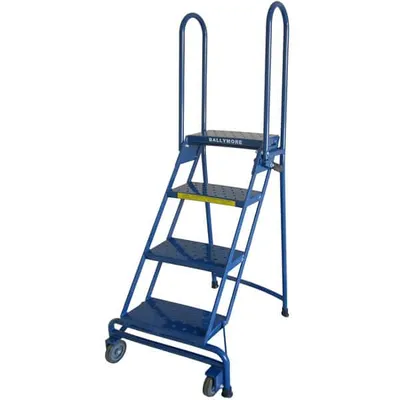 Ballymore ALS32410 Lock-N-Stock 3-Step Blue Heavy-Duty Aluminum Folding Mobile Step Ladder