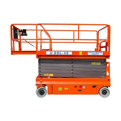 Ballymore DSL-45 Battery-Powered Drivable Compact Scissor Lift with Roll-Out Cantilevered Platform