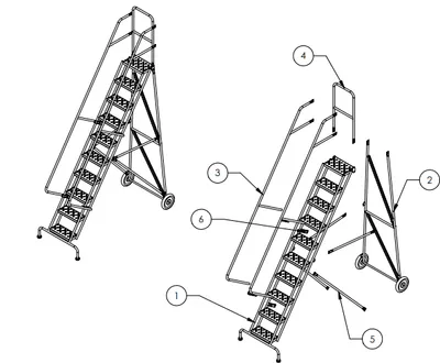 Ballymore FAWL-11 rolling ladder shown from an alternate angle