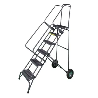 Ballymore FAWL-12 Fold and Store 12-Step Gray Steel Folding Rolling Safety Ladder (1)