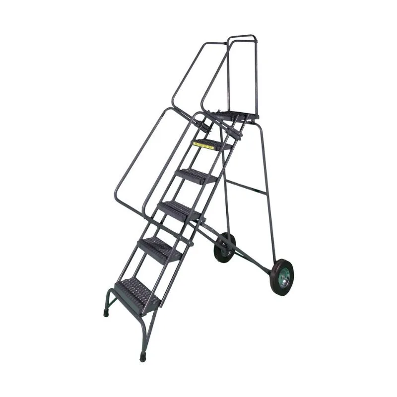 Ballymore FAWL-12 Fold and Store 12-Step Gray Steel Folding Rolling Safety Ladder