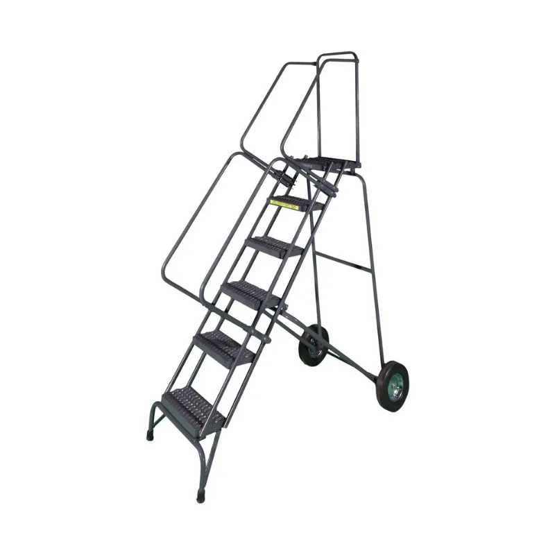 Ballymore FAWL-6 Fold and Store 6-Step Gray Steel Folding Rolling Safety Ladder