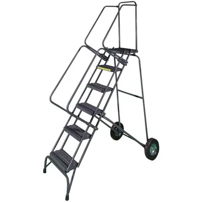 Ballymore FAWL-7 Fold and Store 7-Step Gray Steel Folding Rolling Safety Ladder