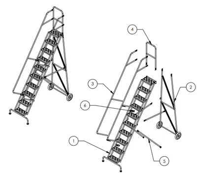 Ballymore FAWL-8 rolling ladder shown from an alternate angle