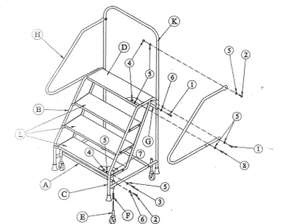Ballymore FSH418 rolling ladder shown from an alternate angle