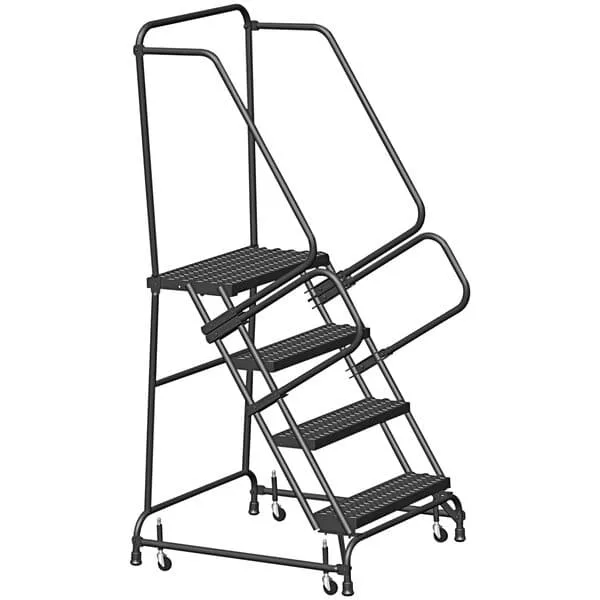 Ballymore FSH426 4-Step Rolling Ladder with Handrail and Spring Loaded Casters