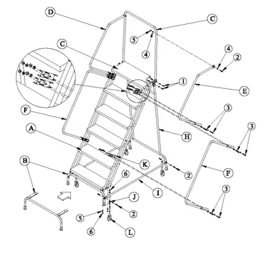 Ballymore FSH626 rolling ladder shown from an alternate angle