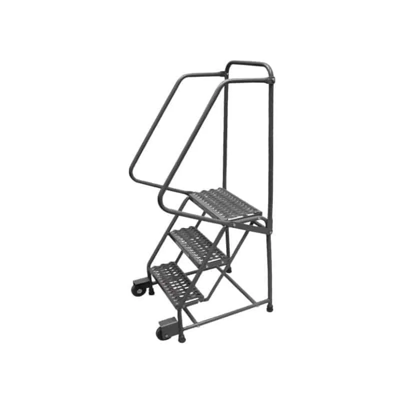 Ballymore H426TR Tilt and Roll 4-Step Gray Steel Rolling Safety Ladder with Handrail