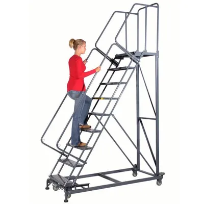 Ballymore ML154021 Monster Line 15-Step Gray Steel Extra Heavy-Duty Rolling Safety Ladder