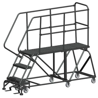 Ballymore SEP3-2460 3-Step Heavy-Duty Steel Mobile Work Platform with Handrails