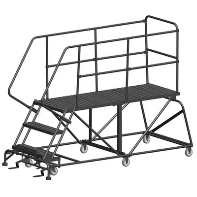 Ballymore SEP3-3672 3-Step Heavy-Duty Steel Mobile Work Platform with Handrails