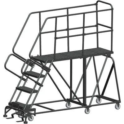 Ballymore SEP4-2460 4-Step Heavy-Duty Steel Mobile Work Platform with Handrails