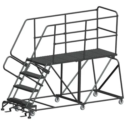 Ballymore SEP4-3672 4-Step Heavy-Duty Steel Mobile Work Platform with Handrails