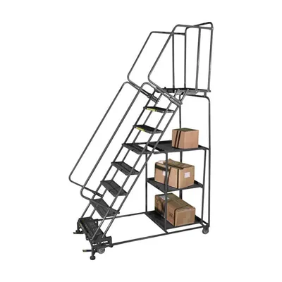 Ballymore SPL-7-N 7-Step Gray Steel Rolling Safety Ladder/Stock Picking Cart