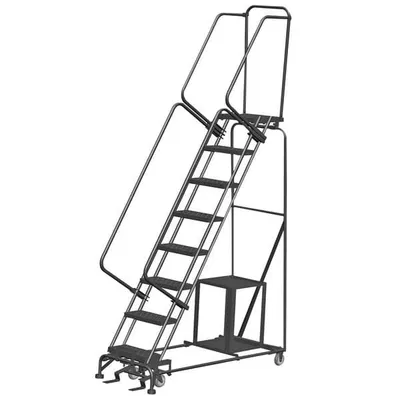 Ballymore SPL-8-14N 8-Step Gray Steel Rolling Safety Ladder / Stock Picking Cart