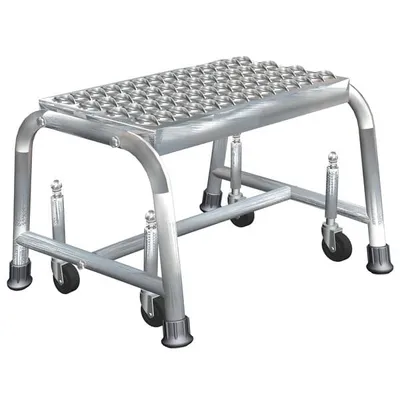 Ballymore SS1N 1-Step Stainless Steel Rolling Step Stool with Spring Loaded Casters