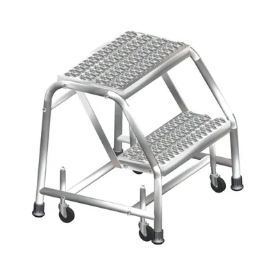 Ballymore SS2N 2-Step Stainless Steel Rolling Step Stool with Spring Loaded Casters