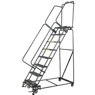 Ballymore SW532 5-Step Gray Steel 50-Degree Slope Walk Down Rolling Ladder