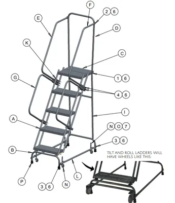 Ballymore TR-2 rolling ladder shown from an alternate angle