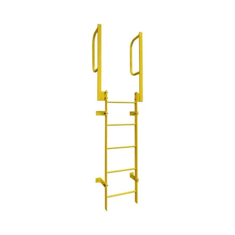 Ballymore WLFS0212-Y 12-Rung Yellow Steel Fixed Safety Ladder with Walk-Thru Guardrails