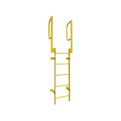 Ballymore WLFS0216-Y 16-Rung Yellow Steel Fixed Safety Ladder with Walk-Thru Guardrails
