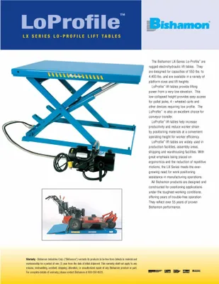 Bishamon LX-25S hydraulic lift table shown from an alternate angle
