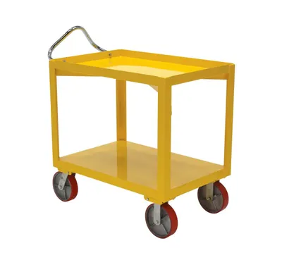 Vestil DH-PU2.4-2448-D Steel Platform Ergo Handle Cart with Poly Casters and Drain