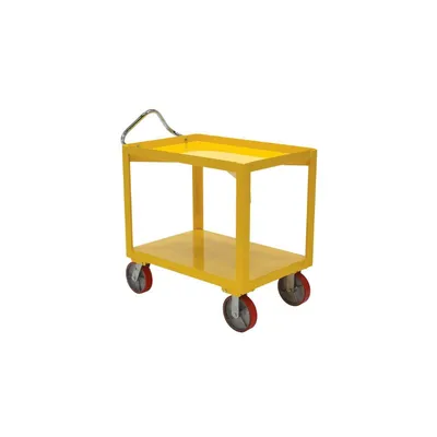 Vestil DH-PU2.4-3060-D Steel Platform Ergo Handle Cart with Poly Casters and Drain