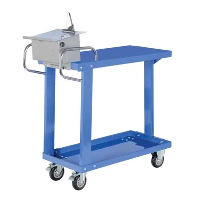 Vestil EASY-A-1836-WT Steel 34 In. x 48 In. Platform Heavy Duty 3 Shelf Ergo Handle Cart with GFN Casters