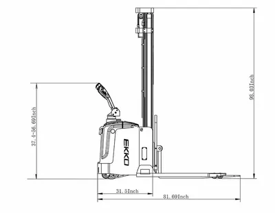 EB16EAS pallet stacker shown from an alternate angle