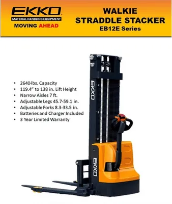 EKKO EB12E-138 Full Powered Straddle Stacker