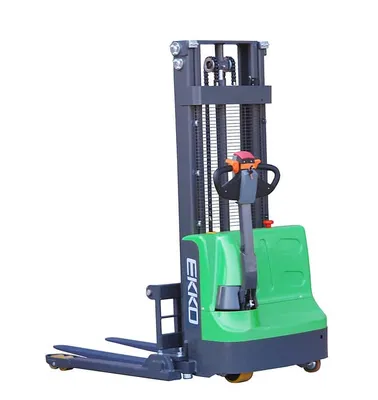 EKKO Lifts EB12E-98Li pallet stacker shown from an alternate angle