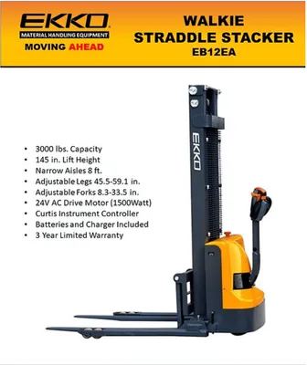 EKKO EB12EA Full Powered Straddle Stacker