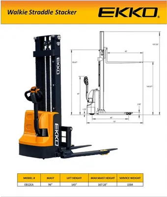 EKKO EB12EA Full Powered Straddle Stacker