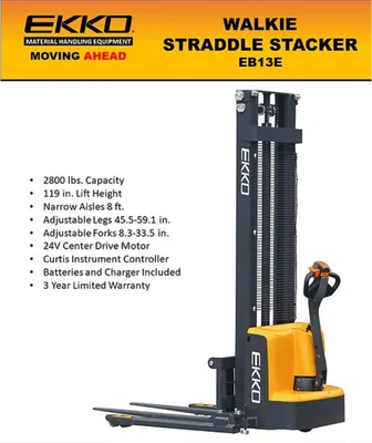 EKKO EB13E-138 Full Powered Straddle Stacker