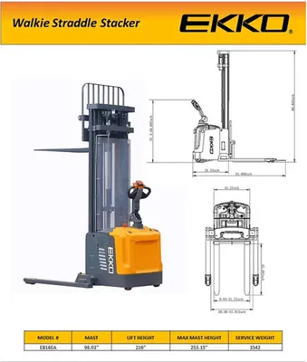 EKKO EB16EA Fully Powered Straddle Stacker