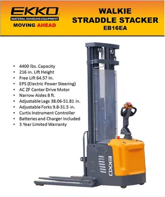 EKKO EB16EA Fully Powered Straddle Stacker
