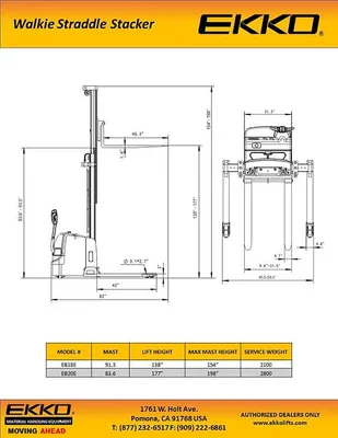 EKKO Lifts EB20E pallet stacker shown from an alternate angle