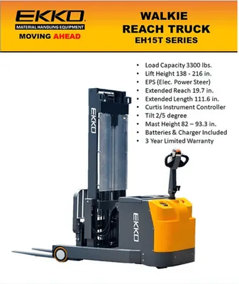 EKKO EH15T Electric Moving Mast Walkie Reach Truck