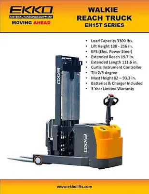 EKKO Lifts EH15TH pallet stacker shown from an alternate angle