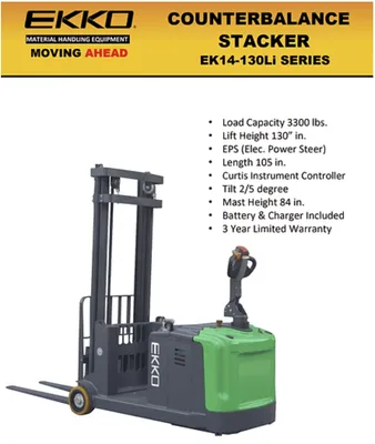 EKKO EK14-130Li Electric Counterbalanced Walkie Stacker