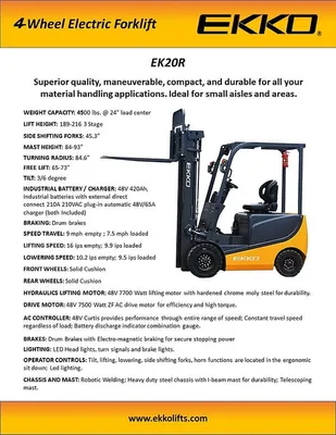 EKKO EK20RL 4 Wheel Electric Forklift PDF2