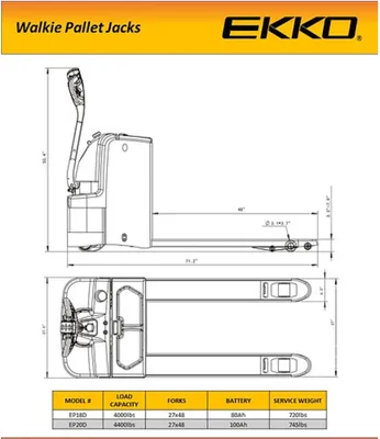 EKKO EP20D Electric WalkiePallet Jack