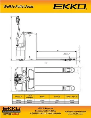 EKKO Lifts EP20D pallet jack shown from an alternate angle