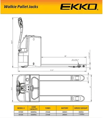 EKKO EP25E Electric Walkie Pallet Jack