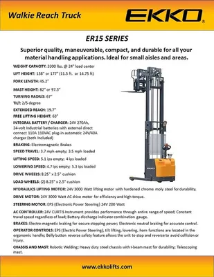 EKKO ER15 Electric Walkie Reach Truck 3