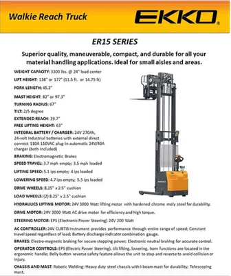 EKKO ER15 Walkie Reach Truck