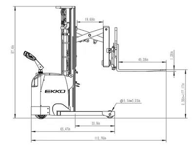 EKKO Lifts ER15L pallet stacker shown from an alternate angle